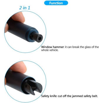 1 бр. 2-в-1 мини кола за разбиване на прозорци Безопасен авариен чук Резачка за предпазен колан Инструмент за спасяване на прозорци Пружинен тип Разбивач за стъкло