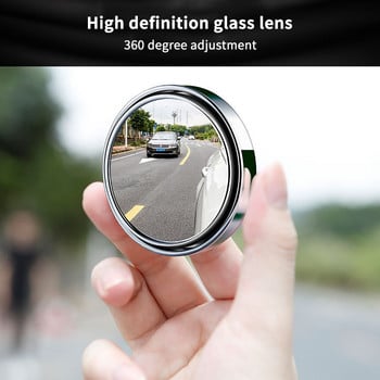 2Pcs Car Mirror HD Convex Mirror Blind Spot Auto Rearview Reverse Mirror 360 Degree Wide Angle Vehicle Parking Mirrorless Mirrorless