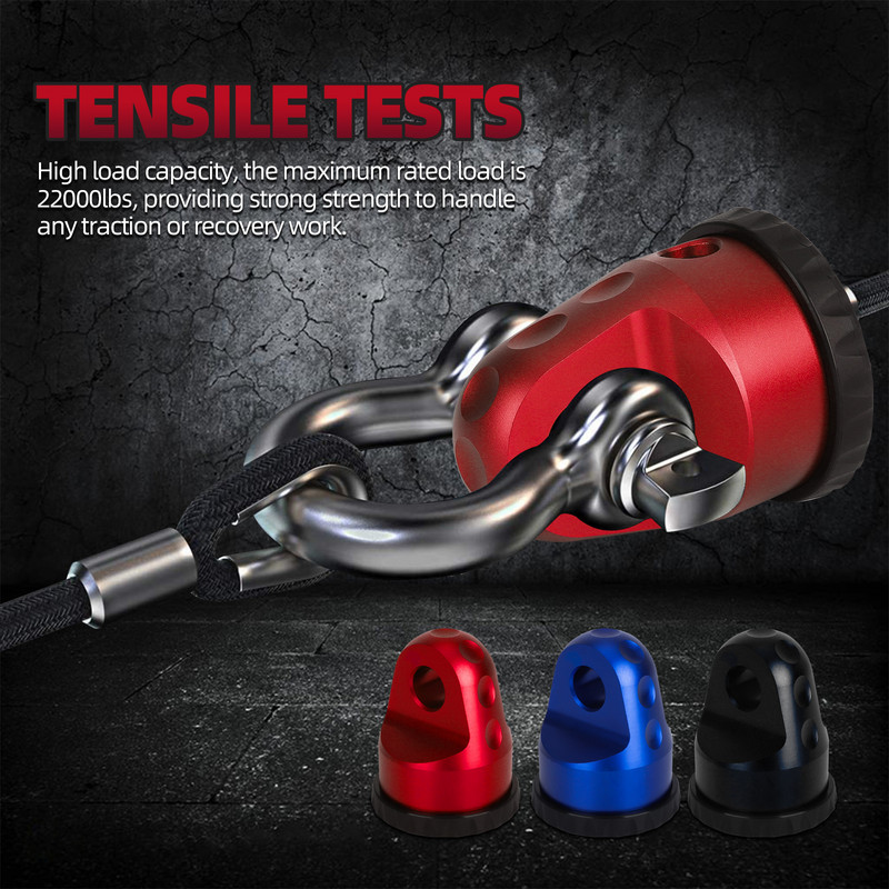 Kuka za vitlo Stalak za okove Gumeni zaštitni poklopac 22000 lb Nosivost za Jeep Wrangler ATV UTV SUV 3/8" Žica za vitlo 3/4" D-prsten