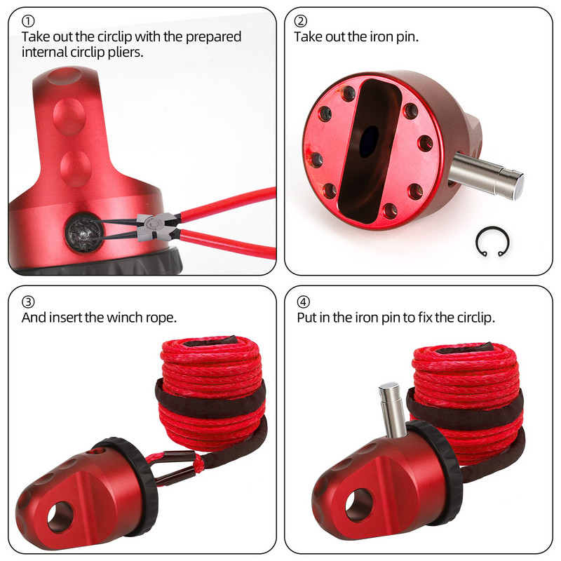 Kuka za vitlo Stalak za okove Gumeni zaštitni poklopac 22000 lb Nosivost za Jeep Wrangler ATV UTV SUV 3/8" Žica za vitlo 3/4" D-prsten