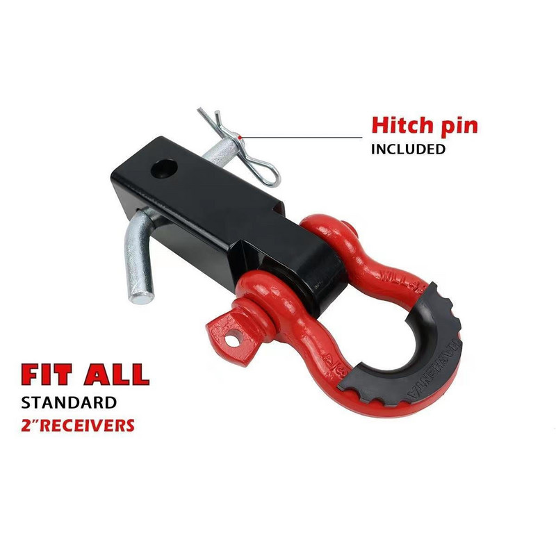 2-tollise võlli vastuvõtja taastav köidikuplokk kahe auguga pulbervärviga PUNANE haakeseadisega vastuvõtjaplokk sisaldab haaketihvti D-rõngast maasturi jaoks