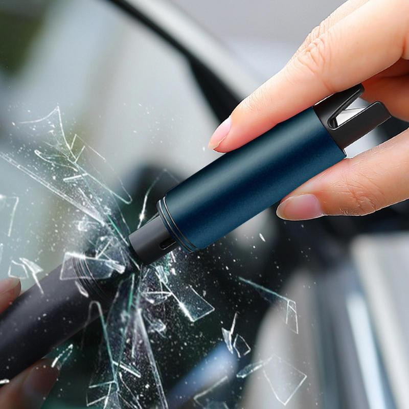 Automašīnas drošības āmurs Mini automašīnas āmura griezējs ar aizsargpārsegu Drošības āmura rīks Alumīnija sakausējuma apvalka atslēgu piekariņš automašīnas evakuācijas rīks