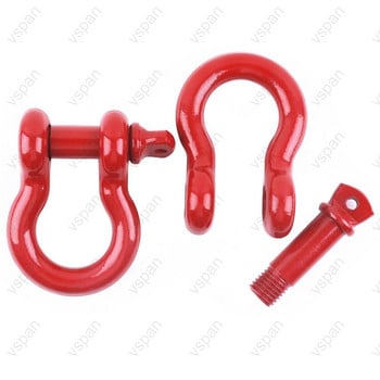 Vspan 5/8\' D Ring Red Shackle 13T Якост на скъсване с изолатор на скобата и комплект шайби за теглене на колан за лебедка Възстановяване на офроуд превозно средство