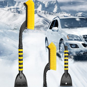 Χειμερινό αποσπώμενο φτυάρι αυτοκινήτου διπλής κεφαλής με λαβή αφρού EVA, βούρτσα αυτόματης καθαρισμού, αφαιρούμενο ξύστρο πάγου