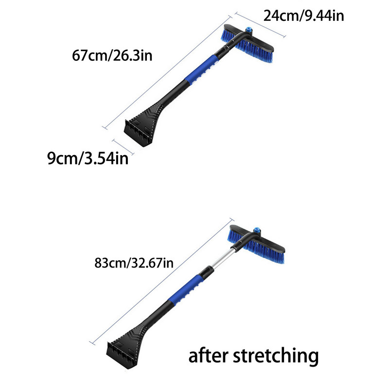 Pikendatav jääkaabitsa lumehari Eemaldatav lumeeemaldustööriist vahukäepidemega 360° pööratava harjapeaga lumekaabits auto jaoks