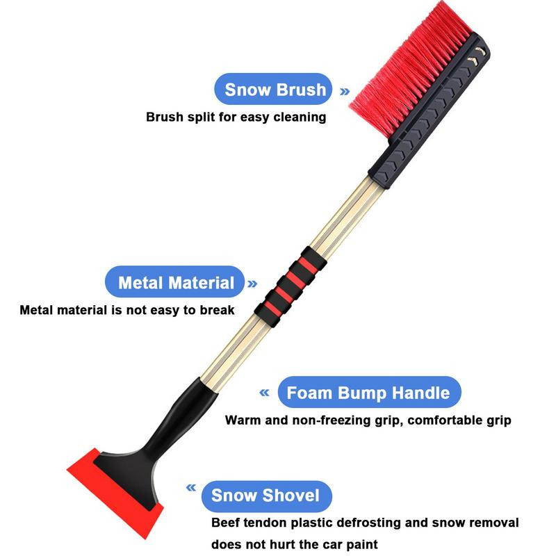 Set perie de zăpadă și racletă pentru gheață, instrument extensibil pentru îndepărtarea zăpezii pentru mașină, racletă de parbriz pentru zăpadă, gheață și îngheț, lopată multifuncțională