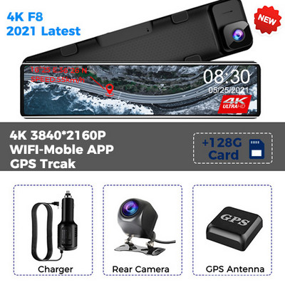 Automobilski DVR Retrovizor Snimač 4K Video 12-inčna Dash Cam WIFI GPS Track Sony IMX415 Ultra HD 3840*2160P Kamera za aplikaciju za telefon