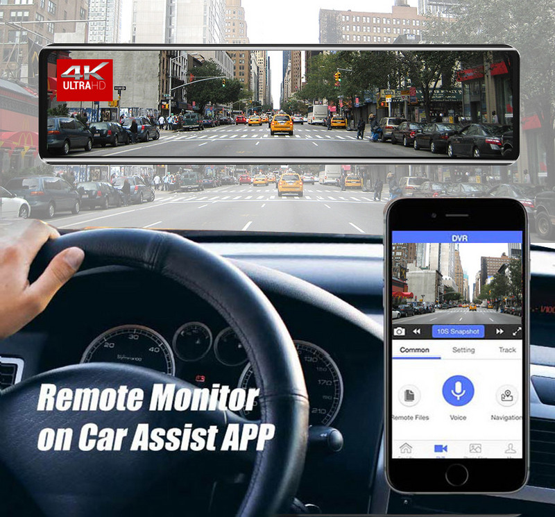 Automobilinis DVR galinio vaizdo veidrodinis įrašymo įrenginys 4K vaizdo įrašų 12 colių vaizdo kamera WIFI GPS takelis Sony IMX415 Ultra HD 3840*2160P kamera, skirta telefono programai