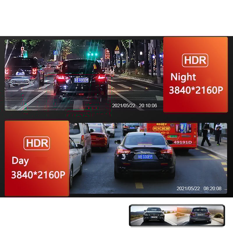 Automobilinis DVR galinio vaizdo veidrodinis įrašymo įrenginys 4K vaizdo įrašų 12 colių vaizdo kamera WIFI GPS takelis Sony IMX415 Ultra HD 3840*2160P kamera, skirta telefono programai