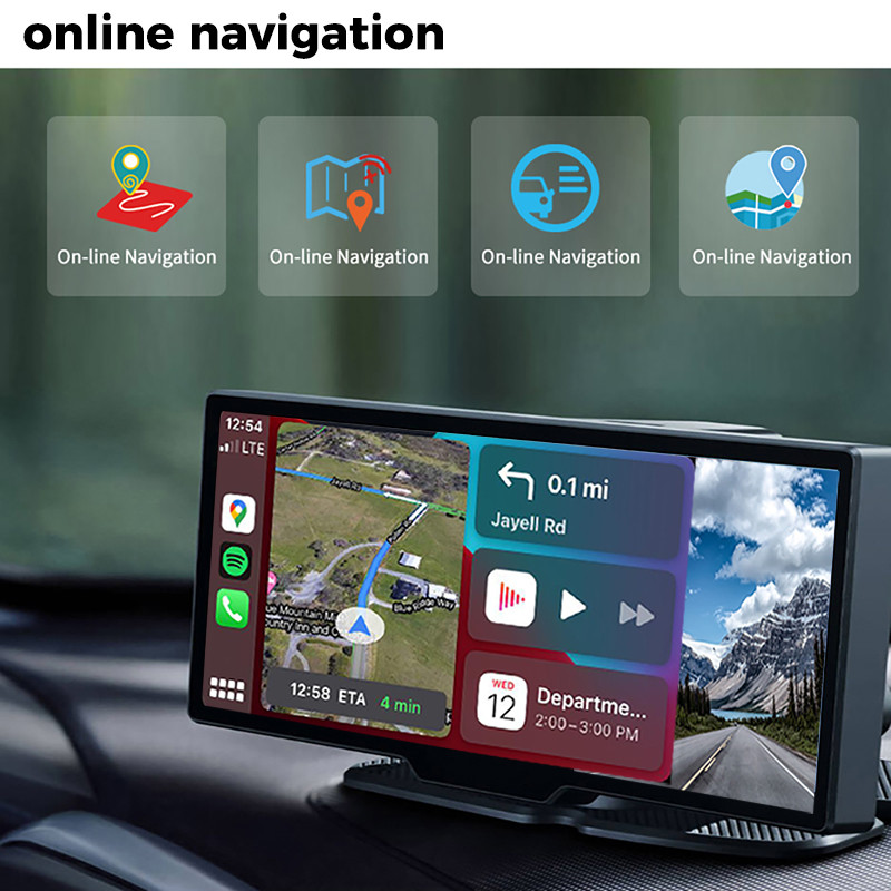 10,26 collu 4K automašīnas DVR GPS WiFi AUX video ierakstītājs Carplay un Android Auto centra konsoles spogulis 2160P FHD aizmugurējā objektīva video paneļa kamera