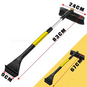 Racletă de gheață extensibilă 4 în 1 Parbriz Îndepărtare zăpadă Lungimea lopată Perie de zăpadă reglabilă pentru răzuit de gheață pentru mașină SUV