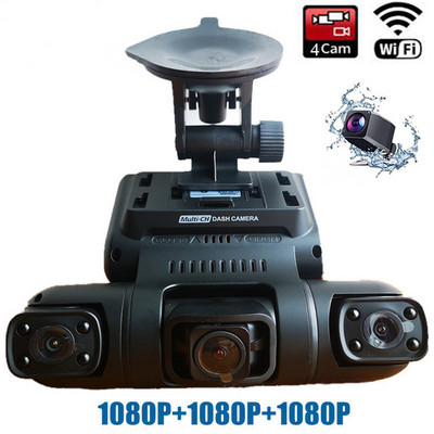 4 kanala Full HD 4*1080P Auto DVR WiFi Dual Lens 8 Infracrveno svjetlo Noćni vid 3 kanala 2K+2*1080P 170° Dash Cam 24H Parking