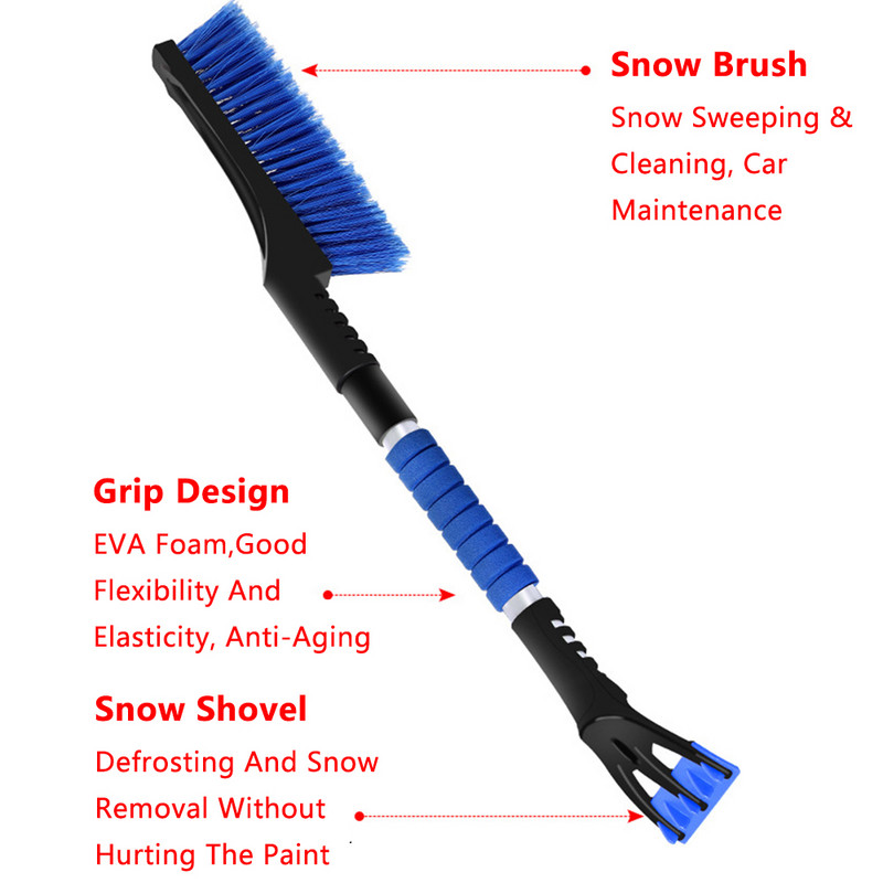 Crni/plavi/narančasti 2 u 1 strugač za automobil, vjetrobransko staklo, lopata za snijeg, odvojivi automatski strugač za led, alat za čišćenje četke za uklanjanje snijega