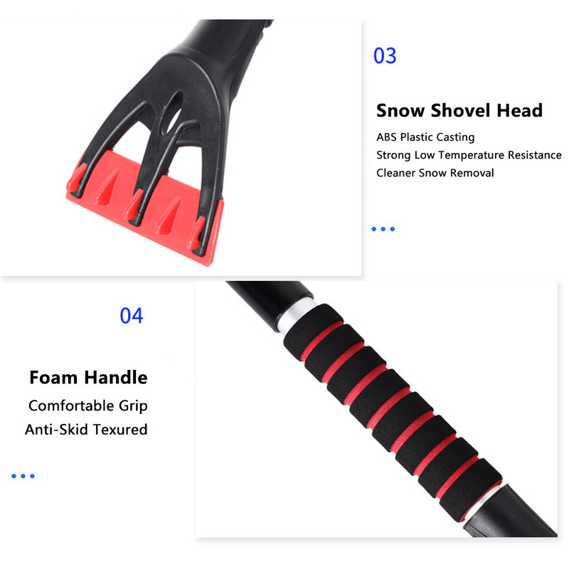 Crni/plavi/narančasti 2 u 1 strugač za automobil, vjetrobransko staklo, lopata za snijeg, odvojivi automatski strugač za led, alat za čišćenje četke za uklanjanje snijega