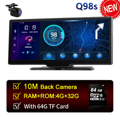 10,26 colio automobilio DVR kamera prietaisų skydelyje FHD Android Dash kamera su GPS WiFi galinio vaizdo veidrodžio skaitmeniniu vaizdo įrašymo įrenginiu, dvigubu objektyvu