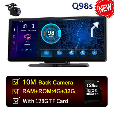 10,26 colio automobilio DVR kamera prietaisų skydelyje FHD Android Dash kamera su GPS WiFi galinio vaizdo veidrodžio skaitmeniniu vaizdo įrašymo įrenginiu, dvigubu objektyvu