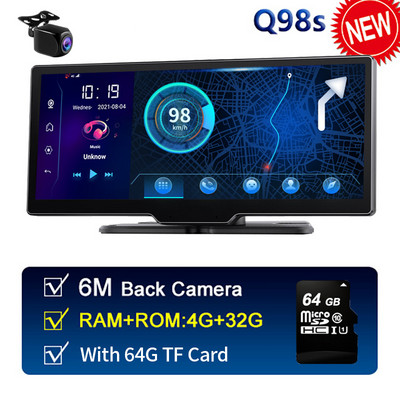 10,26 colio automobilio DVR kamera prietaisų skydelyje FHD Android Dash kamera su GPS WiFi galinio vaizdo veidrodžio skaitmeniniu vaizdo įrašymo įrenginiu, dvigubu objektyvu