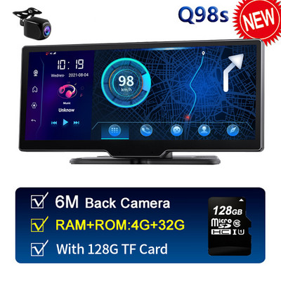 10,26 colio automobilio DVR kamera prietaisų skydelyje FHD Android Dash kamera su GPS WiFi galinio vaizdo veidrodžio skaitmeniniu vaizdo įrašymo įrenginiu, dvigubu objektyvu