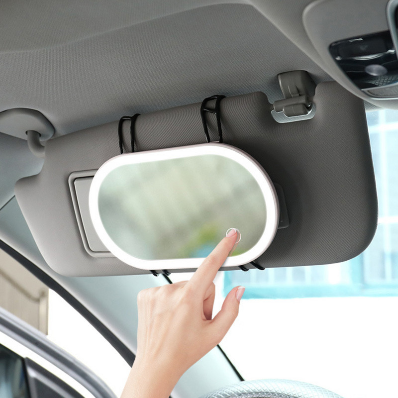 Νέος καθρέφτης LED οπίσθιας όψης Καθρέφτης ηλίου καθρέφτης LED Φορτιζόμενος καθρέφτης μακιγιάζ με ζάντα LED λευκό γκρι ροζ πράσινο πλαίσιο