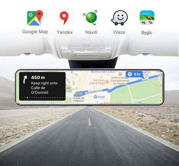 Android 8.1 4G Εγγραφή καθρέφτη αυτοκινήτου 3 σε 1 12 ιντσών GPS Navi Dash Cam Διπλή κάμερα 1080P ADAS Super Night RAM 4G+32G DVR