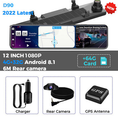 Android 8.1 4G auto tahavaate peegelsalvesti 3 in 1 12-tolline GPS Navi Dash Cam Dual 1080P kaamera ADAS Super Night RAM 4G+32G DVR
