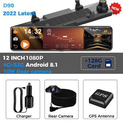 Android 8.1 4G auto tahavaate peegelsalvesti 3 in 1 12-tolline GPS Navi Dash Cam Dual 1080P kaamera ADAS Super Night RAM 4G+32G DVR