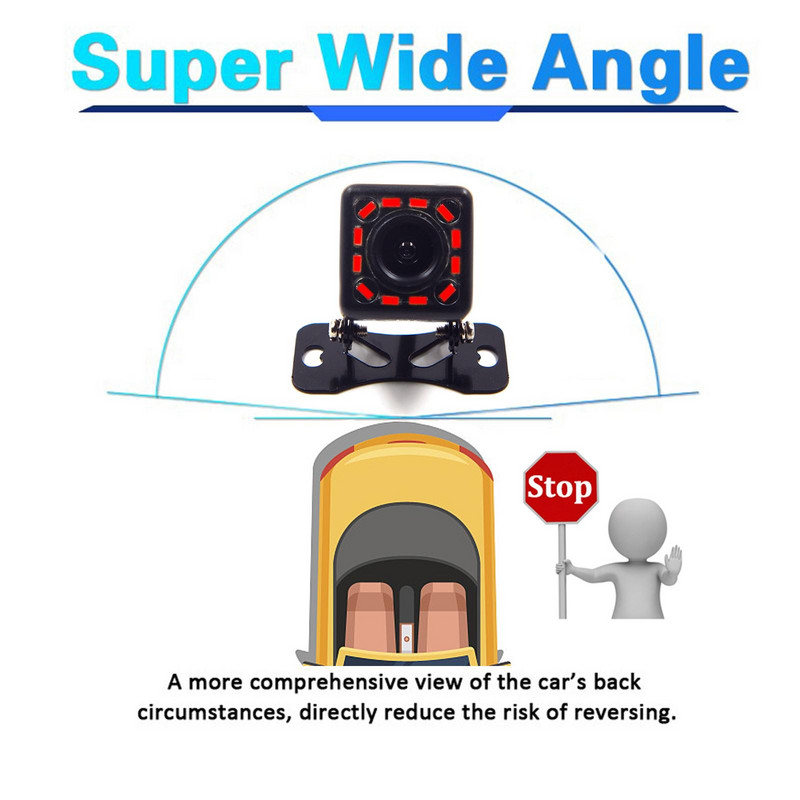 Κάμερα οπίσθιας όψης αυτοκινήτου 12 LED νυχτερινής όρασης Οθόνη αυτοκινήτου με όπισθεν Οθόνη στάθμευσης CCD Αδιάβροχο HD βίντεο Κάμερα οπισθοπορείας αυτοκινήτου Ευρεία μοίρα