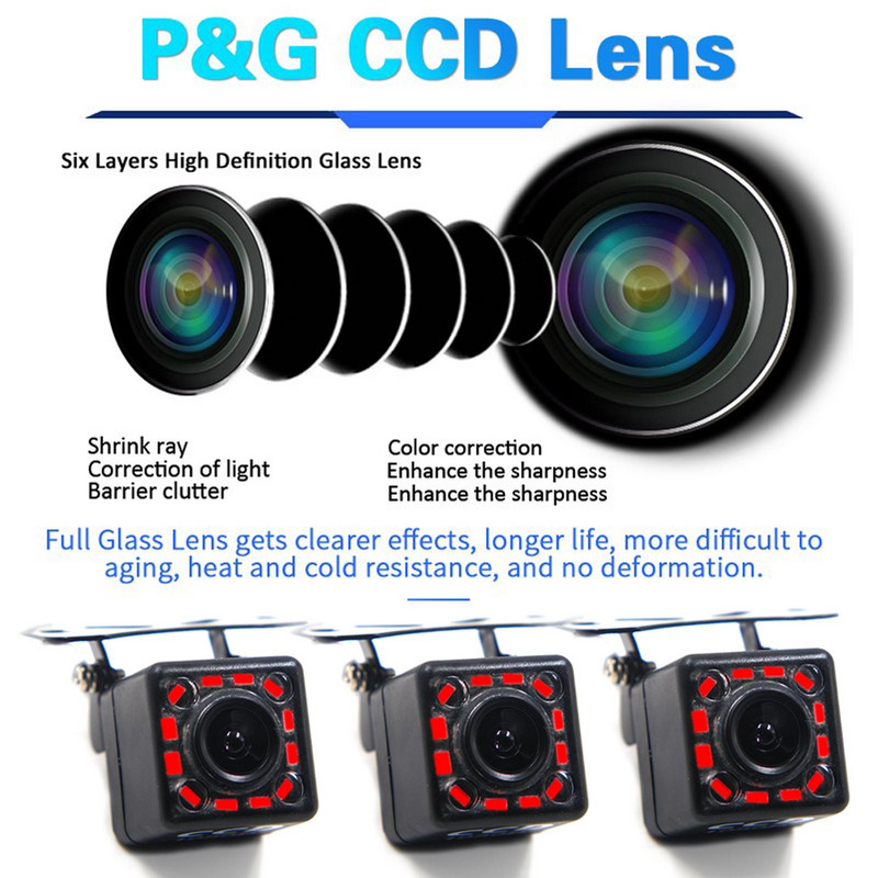 Κάμερα οπίσθιας όψης αυτοκινήτου 12 LED νυχτερινής όρασης Οθόνη αυτοκινήτου με όπισθεν Οθόνη στάθμευσης CCD Αδιάβροχο HD βίντεο Κάμερα οπισθοπορείας αυτοκινήτου Ευρεία μοίρα