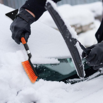 Четка за сняг 2 в 1 Многофункционална разтегателна стъргалка за премахване на сняг за прозорци на автомобили Спестяваща труд четка за автомобилно предно стъкло за автомобил