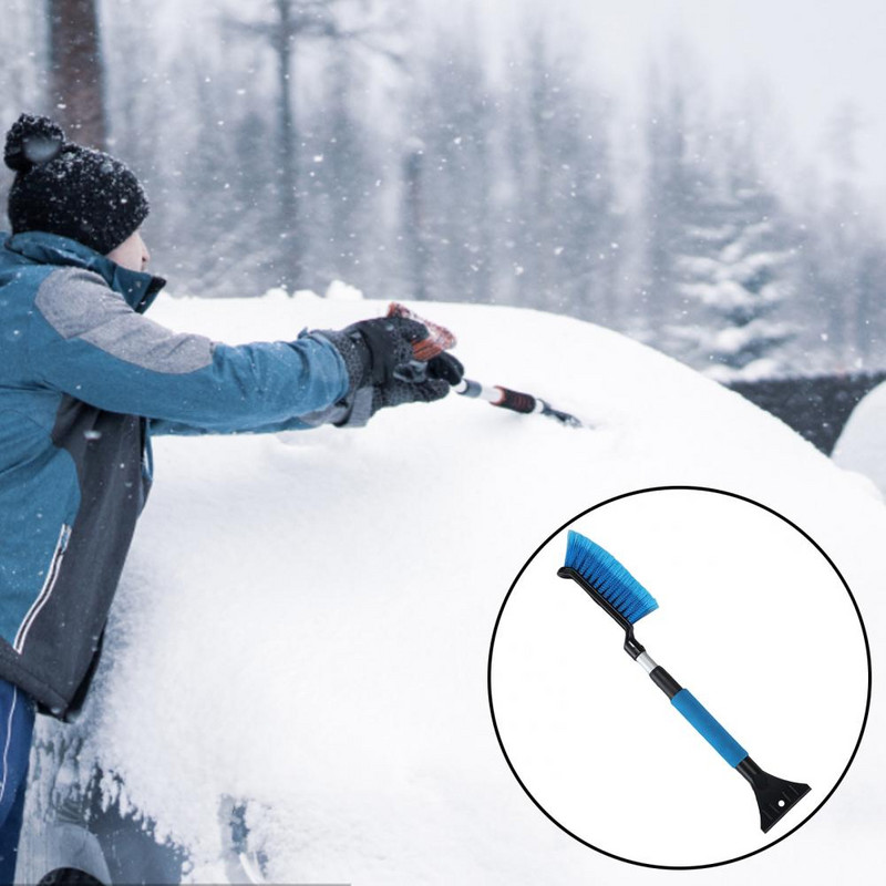 Perie de zăpadă 2 în 1, multifuncțională extensibilă pentru geamurile mașinii Racletă pentru îndepărtarea zăpezii Perie pentru parbriz auto care economisește muncă