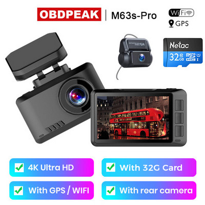 4K WIFI Dash Cam Ultra HD GPS Track Car DVR 3840*2160P Φωτογραφία χειρονομίας Super Night Vision Κάμερα εγγραφής βίντεο Σύνδεση τηλεφώνου
