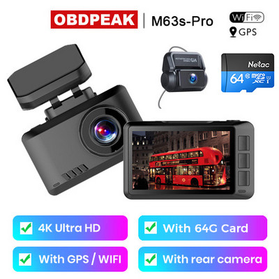 4K WIFI Dash Cam Ultra HD GPS Track Car DVR 3840*2160P Φωτογραφία χειρονομίας Super Night Vision Κάμερα εγγραφής βίντεο Σύνδεση τηλεφώνου
