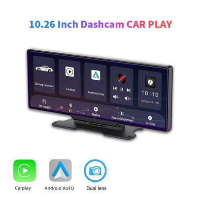 Allwinner 10" 2K Cameră de bord cu lentile duble Wireless CarPlay Bluetooth Android Auto DVR Navigație DVR Recorder de conducere WiFi APP Con