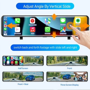 3 κάμερες 1440P+1080P+1080P Καθρέφτης πίσω όψης Dash Cam Carplay&Android Auto Wifi Πλοήγηση GPS Μετάδοση FM Κάμερα DVR αυτοκινήτου