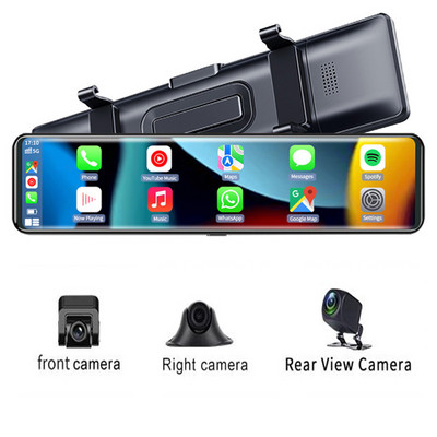 3 κάμερες 1440P+1080P+1080P Καθρέφτης πίσω όψης Dash Cam Carplay&Android Auto Wifi Πλοήγηση GPS Μετάδοση FM Κάμερα DVR αυτοκινήτου