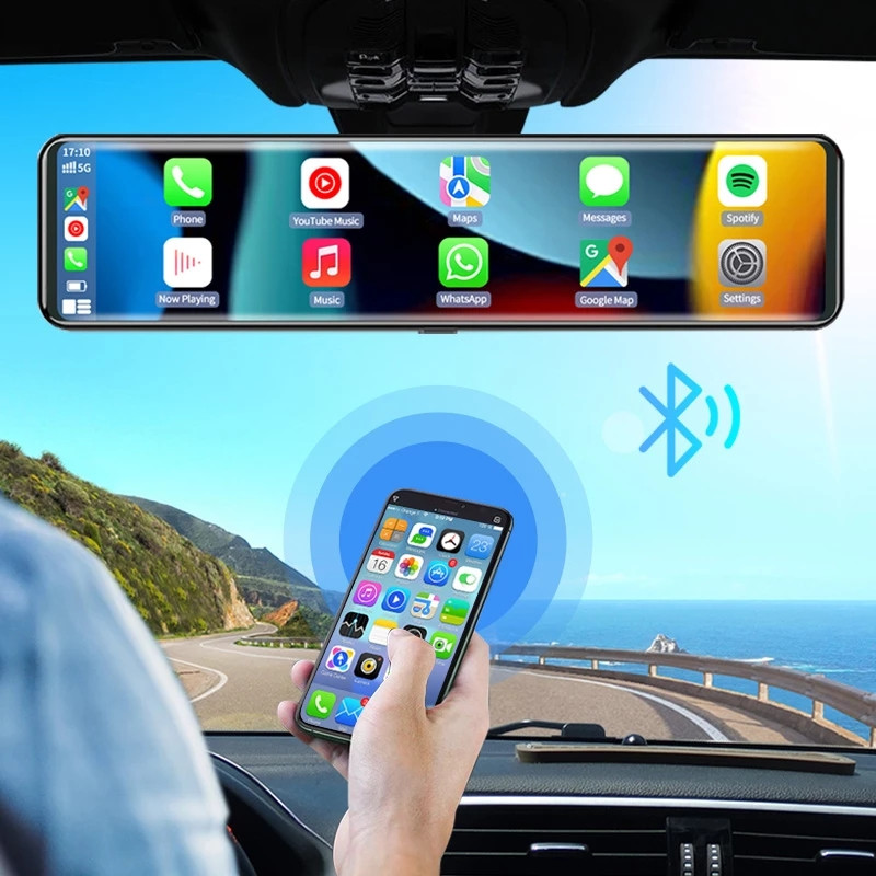 3 κάμερες 1440P+1080P+1080P Καθρέφτης πίσω όψης Dash Cam Carplay&Android Auto Wifi Πλοήγηση GPS Μετάδοση FM Κάμερα DVR αυτοκινήτου