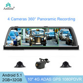 10-tolline 4G Android 4 kanaliga Sony Lens 1080P 32G auto-DVR Full Touch DVR 360° panoraam tagantvaade parkimisseire ADAS GPS armatuurlaud