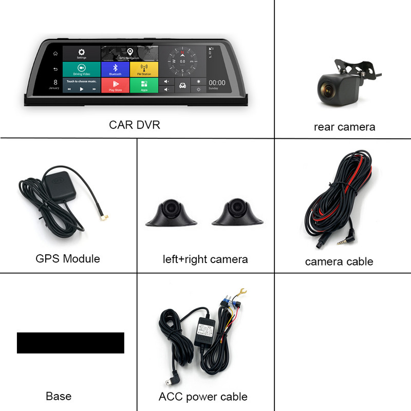 10-tolline 4G Android 4 kanaliga Sony Lens 1080P 32G auto-DVR Full Touch DVR 360° panoraam tagantvaade parkimisseire ADAS GPS armatuurlaud