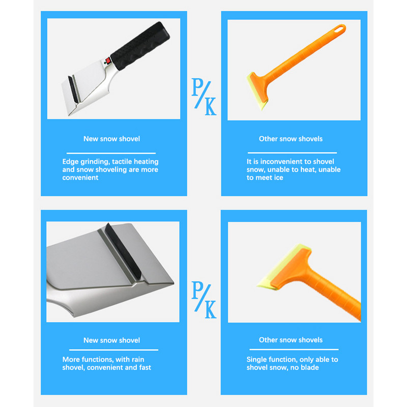 Μεταλλικό αυτόματο θερμαινόμενο μεταλλικό ξύστρο χιονιού Αντικατάσταση καλωδίου τροφοδοσίας Διακόπτης γενικής χρήσης κουμπιού Πολυλειτουργικό εργαλείο αυτοκινήτου Ice Spade