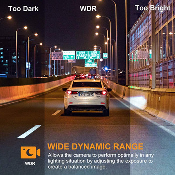3 канала Dash Cam 3 инча LCD екран 1080P+1080P+1080P 3 лещи Автомобилен DVR 8 инфрачервена светлина Супер камера за нощно виждане WIFI/WDR/ADAS