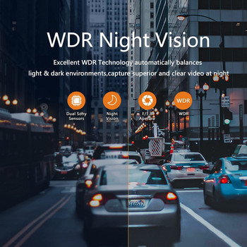 3 канала Dash Cam 3 инча LCD екран 1080P+1080P+1080P 3 лещи Автомобилен DVR 8 инфрачервена светлина Супер камера за нощно виждане WIFI/WDR/ADAS