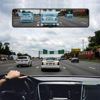 Anfilite Android 8.1 Car Rear View Mirror Recorder Video Dual Lens Dash Camera 4GB+32GB 12 ιντσών GPS Navigation 1080P DVR