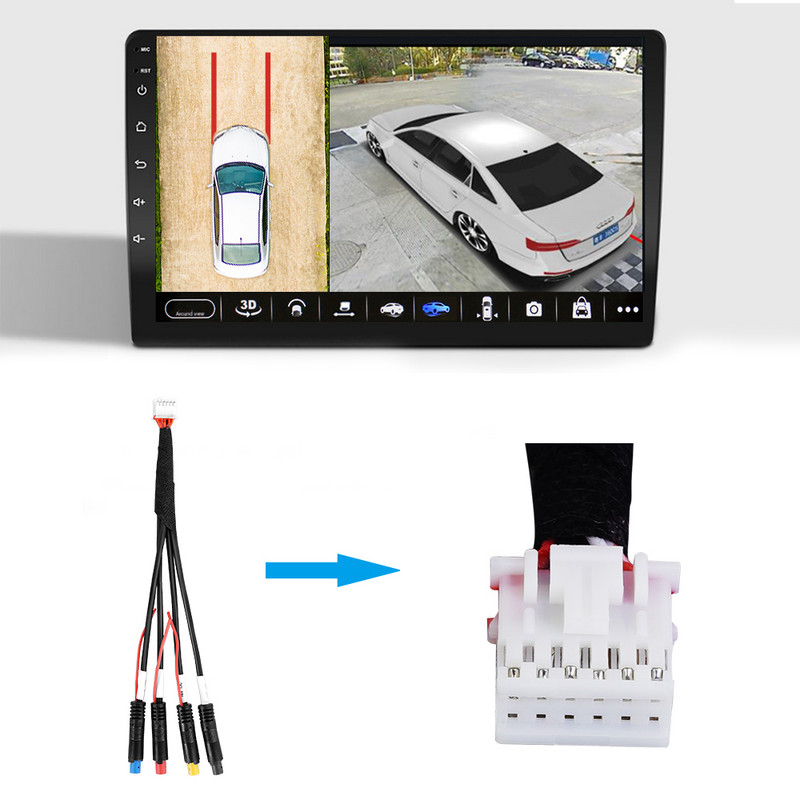 360 automobilio kamera 360 automobilio vaizdo šoninis 3D fotoaparatas Daugiakampis besiūlis panoraminis laipsnio automobilio fotoaparatas automobiliams