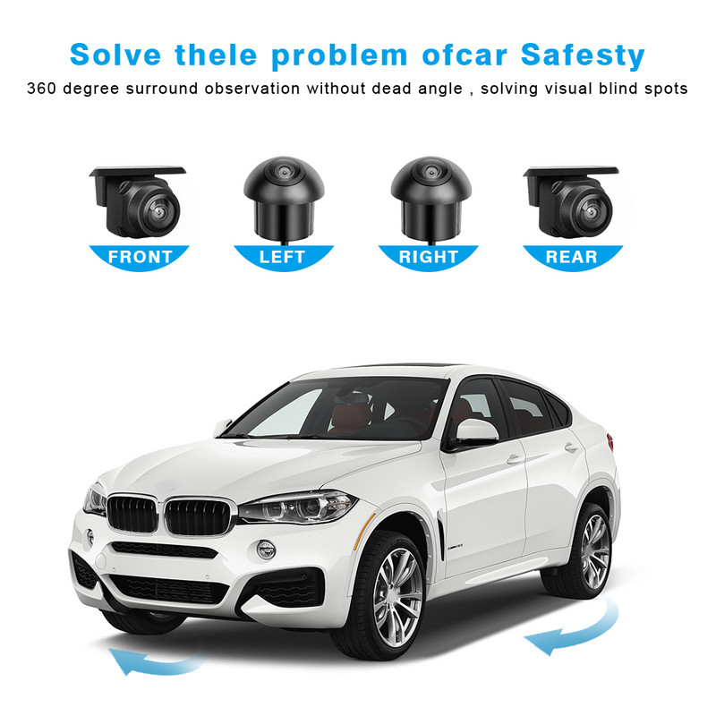360 automobilio kamera 360 automobilio vaizdo šoninis 3D fotoaparatas Daugiakampis besiūlis panoraminis laipsnio automobilio fotoaparatas automobiliams