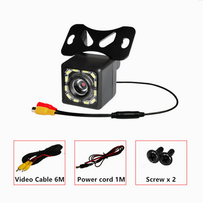 Cameră universală cu vedere din spate a mașinii, cu LED-uri, cu vedere de noapte, cu inversare, monitor automat de parcare IP68, impermeabil la 170°, imagine de înaltă definiție