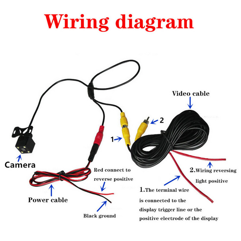 Cameră universală cu vedere din spate a mașinii, cu LED-uri, cu vedere de noapte, cu inversare, monitor automat de parcare IP68, impermeabil la 170°, imagine de înaltă definiție