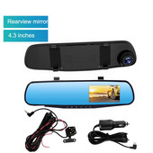 Καθρέφτης αυτοκινήτου 4,3 ιντσών με κάμερα Dvr Dash Cam Βίντεο με φακό μπροστινή κάμερα Διπλή νυχτερινή εγγραφή πίσω και αυτόματη προβολή Reverse V D1z4