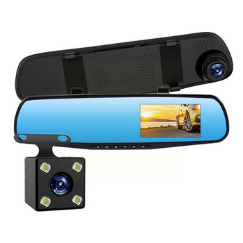 Καθρέφτης αυτοκινήτου 4,3 ιντσών με κάμερα Dvr Dash Cam Βίντεο με φακό μπροστινή κάμερα Διπλή νυχτερινή εγγραφή πίσω και αυτόματη προβολή Reverse V D1z4