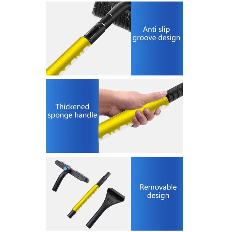 Ξύστρα πάγου με βούρτσα χιονιού για φορτηγά SUV παρμπρίζ αυτοκινήτων Αποσπώμενη χωρίς γρατσουνιές Βαρέως τύπου χειρολαβή Frost Broom Remover Scraper D7YA