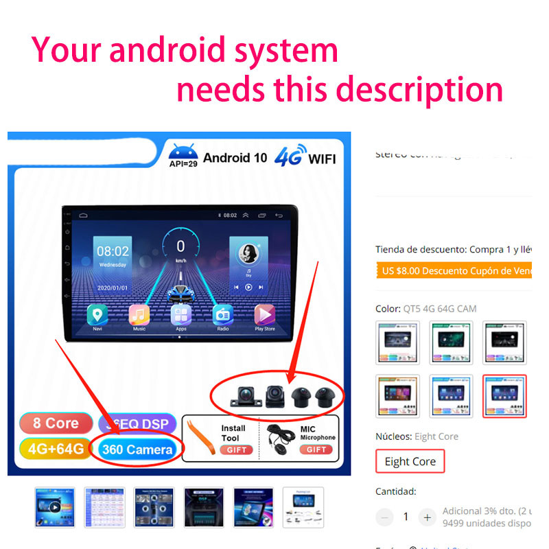 Universal 360° Surround View Κάμερα αυτοκινήτου 360 μοιρών Πανοραμική μπροστινή πίσω αριστερή δεξιά κάμερες Για Stereo Radio Player GPS αυτοκινήτου